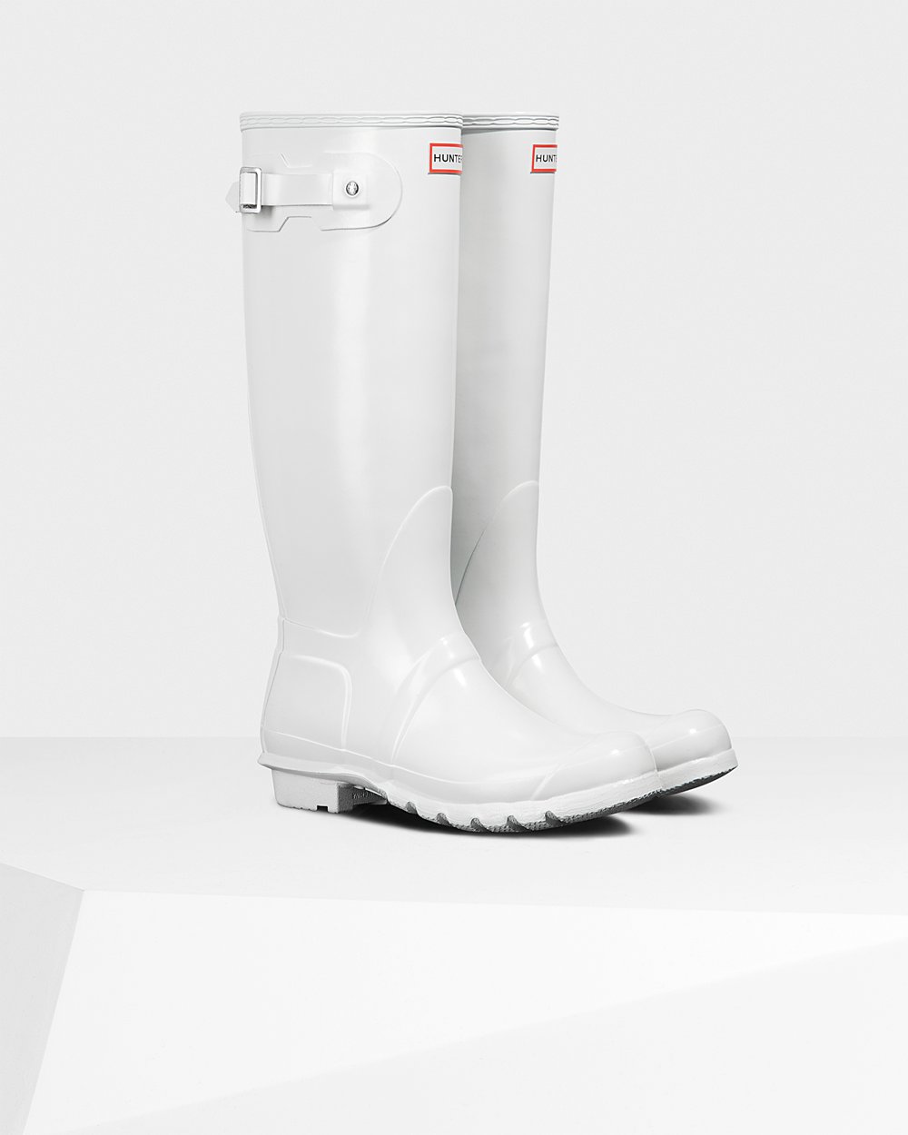 Bottes Hautes de Pluie Hunter Original Gloss Femme Blanche KVDXPAG-83